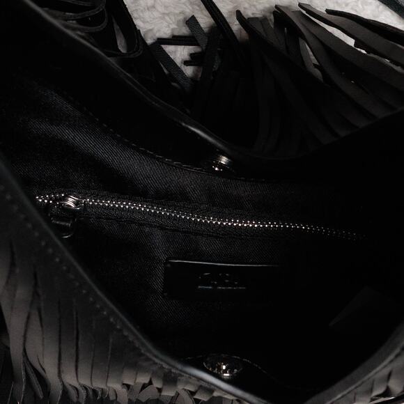 Zara Black Fringe Shoulder Bag - Picture 5 of 13